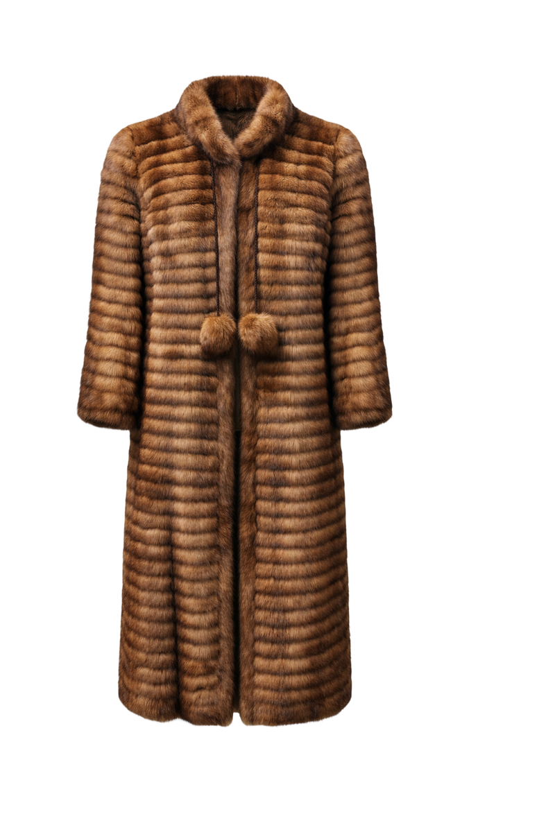 1980s Brown Fur Coat - Front View