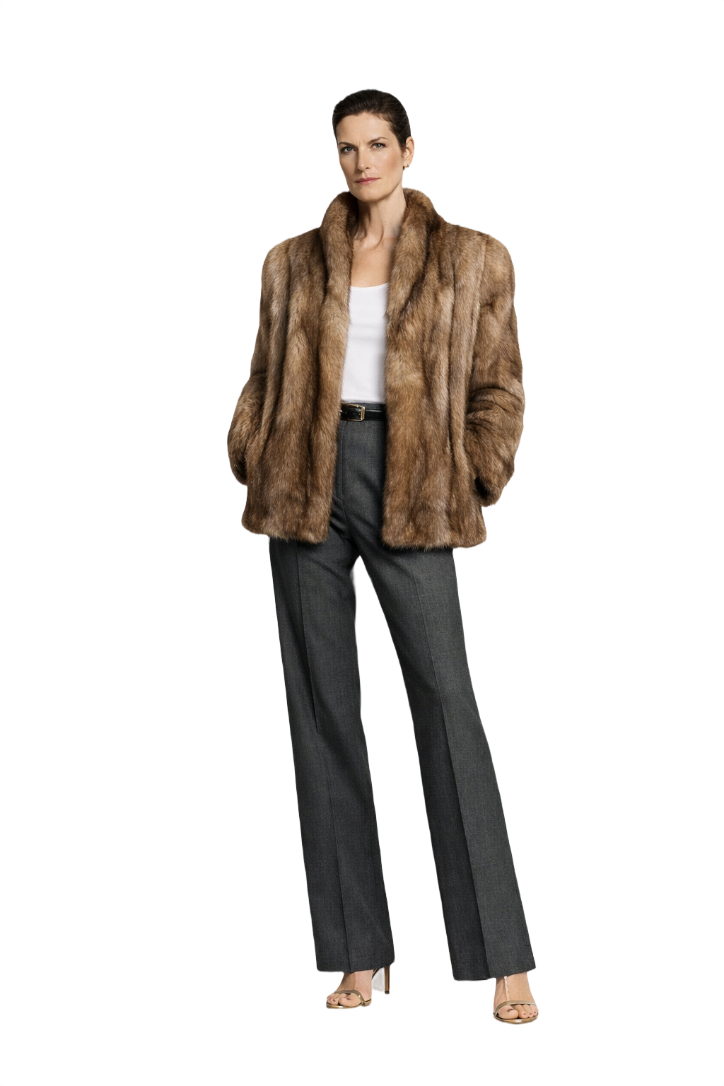 1990s Brown Fur Coat - Model