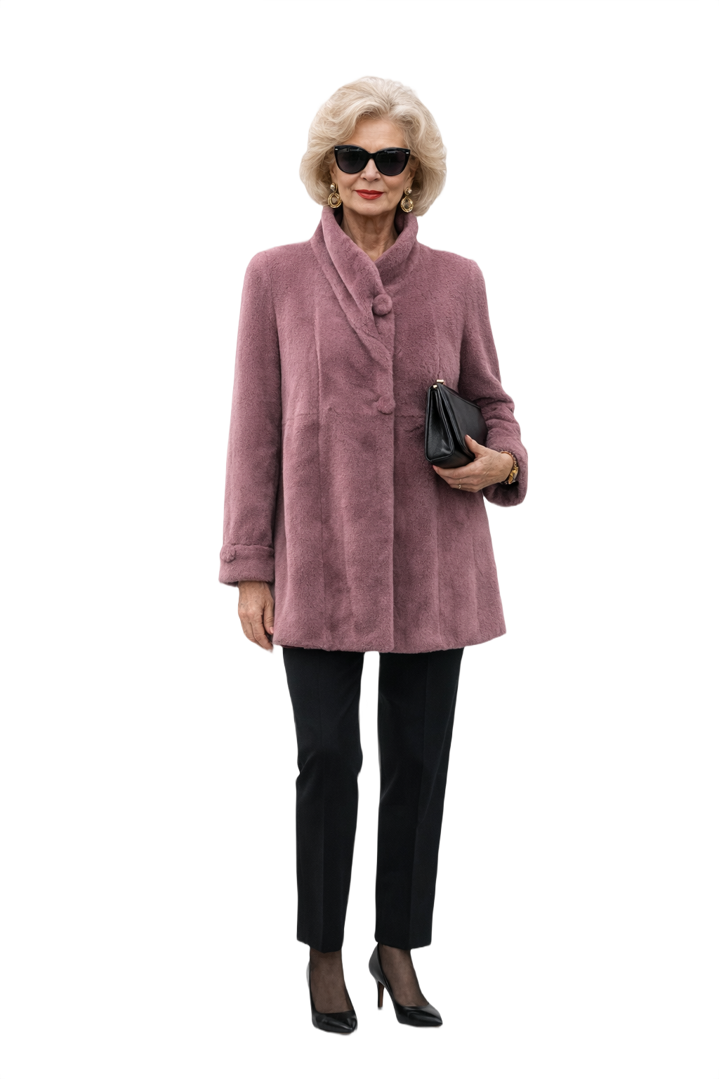 1980s Dusty Rose Purple Shredded Mink Fur Coat - Model