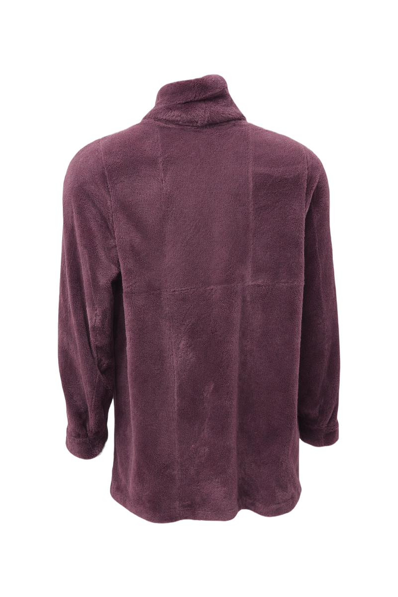 1980s Dusty Rose Purple Shredded Mink Fur Coat - Back View