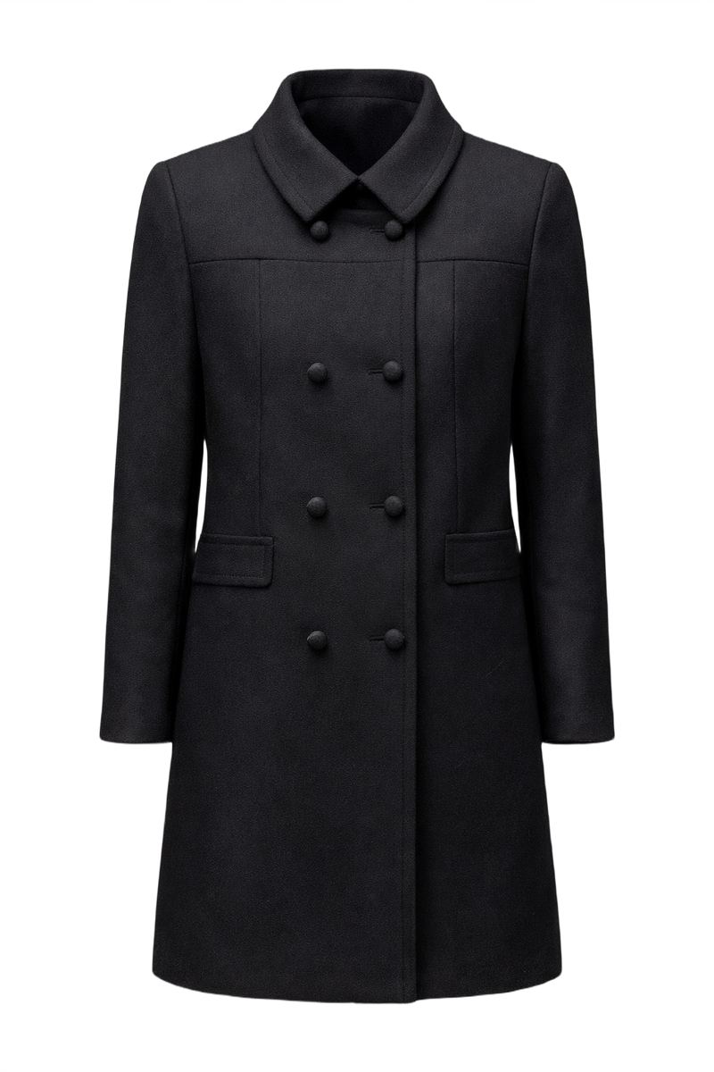 1960s Black Wool Coat - Front View