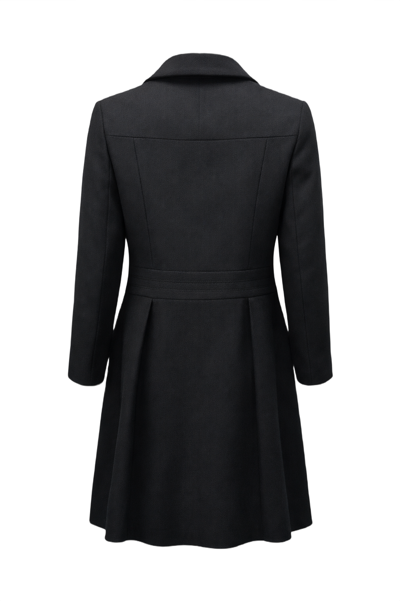 1960s Black Wool Coat - Back View