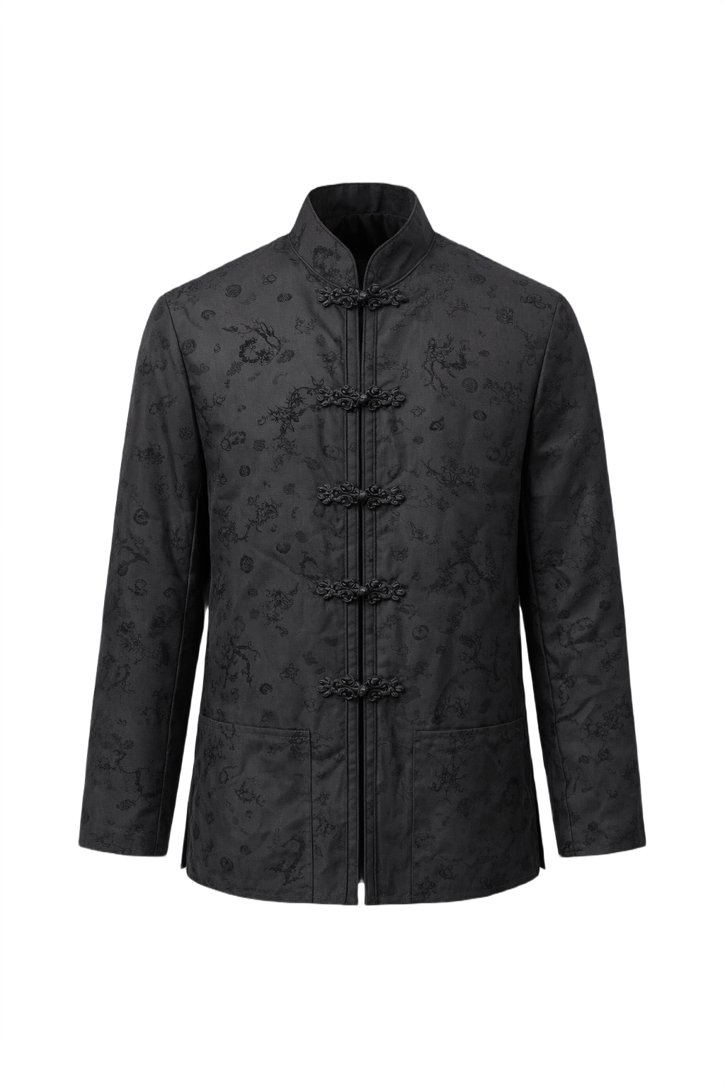 1980s Black Satin Jacket - Front View