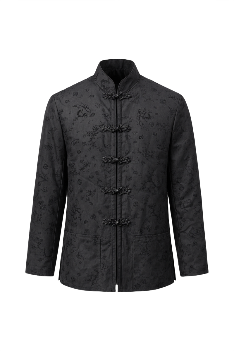 1980s Black Satin Jacket - Front View