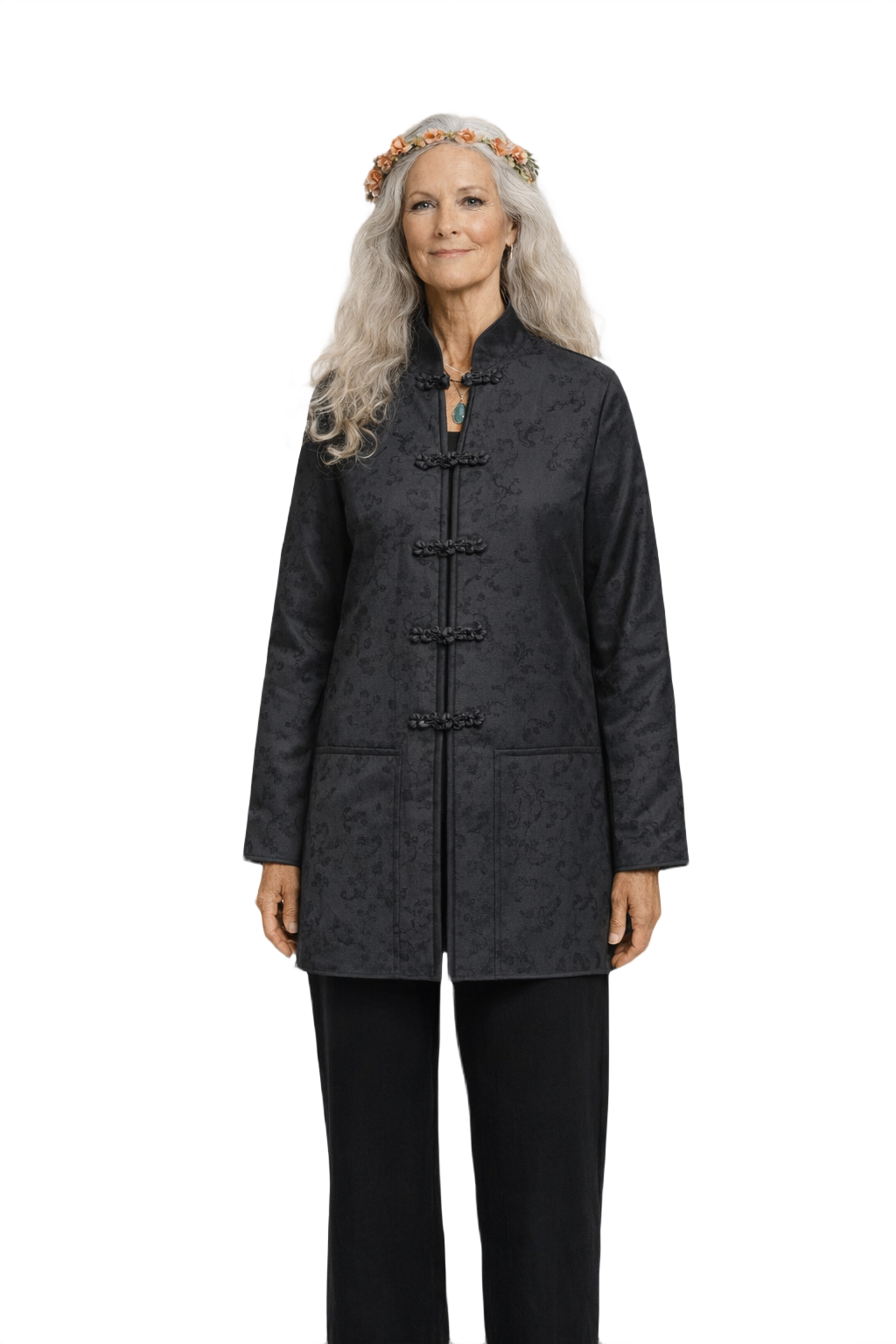 1980s Black Satin Jacket - Model