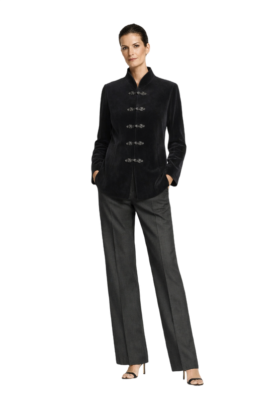 1990s Black Velvet Jacket - Model