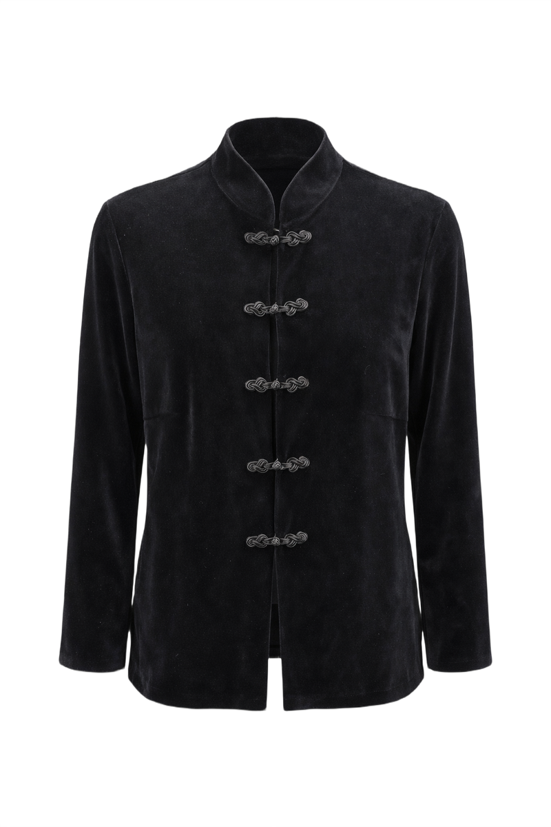 1990s Black Velvet Jacket - Front View
