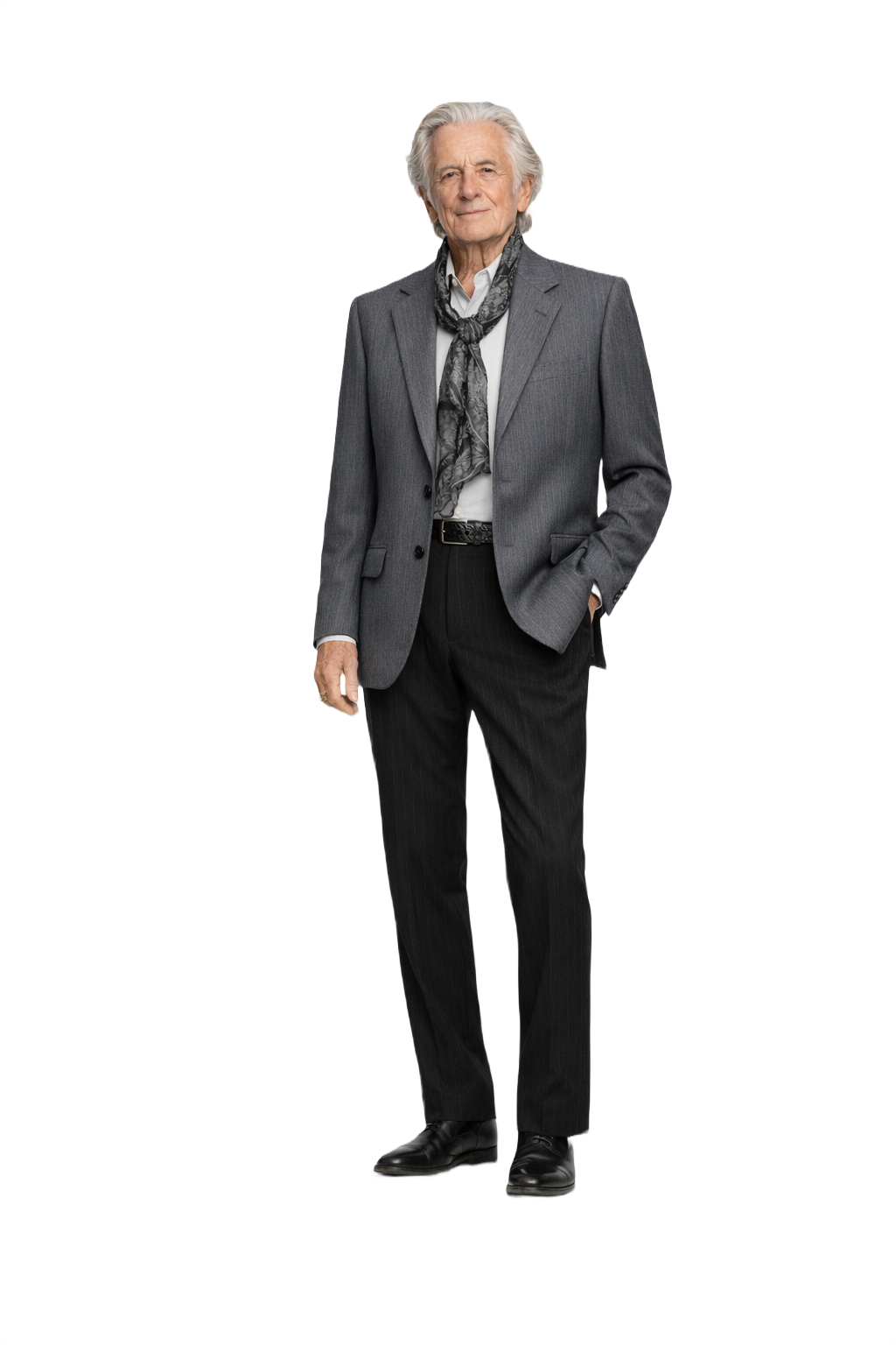 1980s Grey Wool Blend Blazer - Model