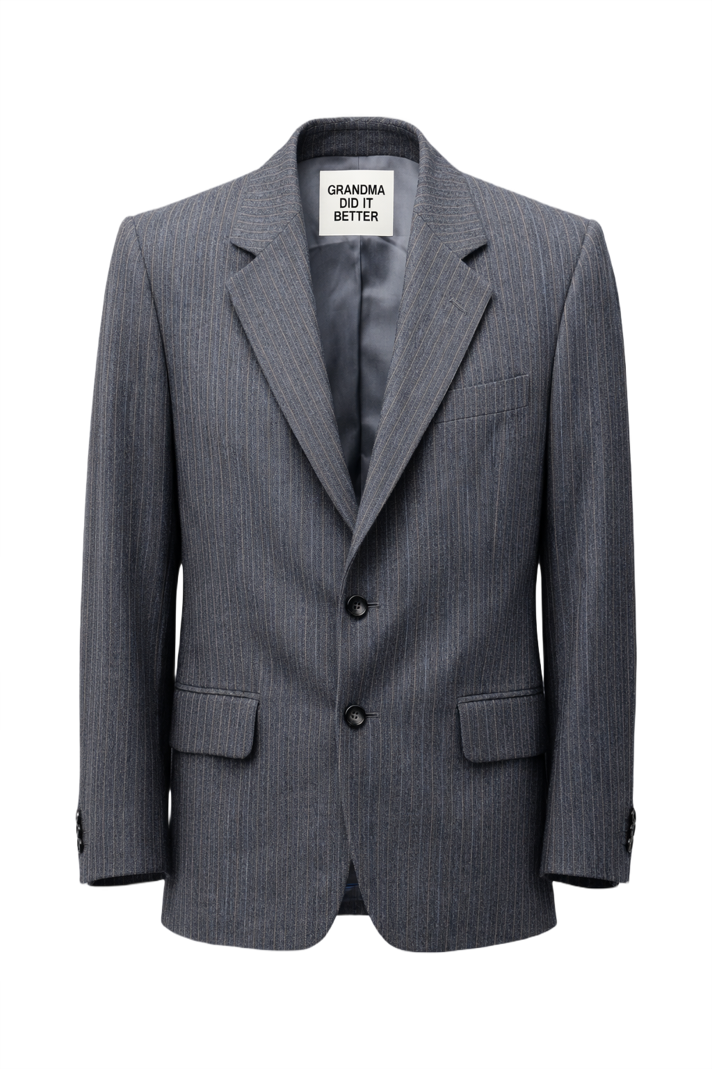 1980s Grey Wool Blend Blazer - Front View