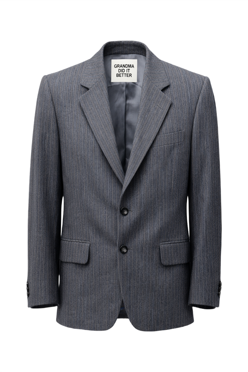 1980s Grey Wool Blend Blazer - Front View