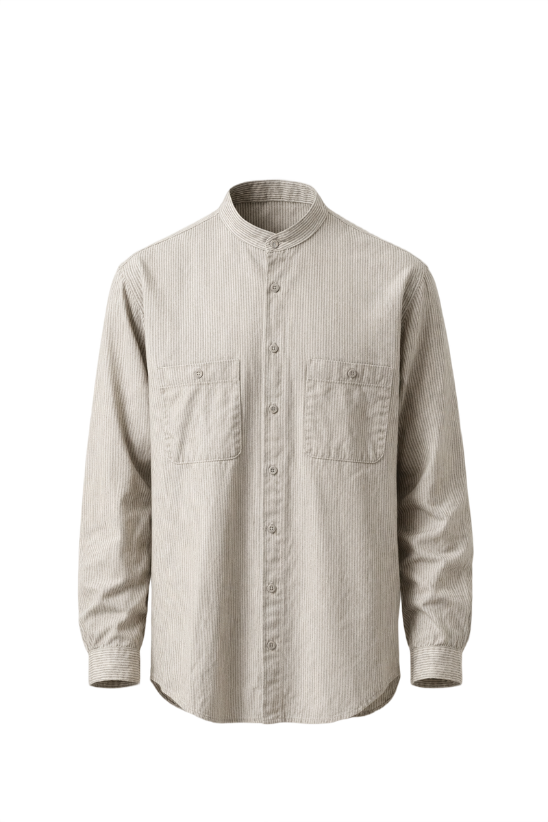 1990s Light Beige Cotton Shirt - Front View