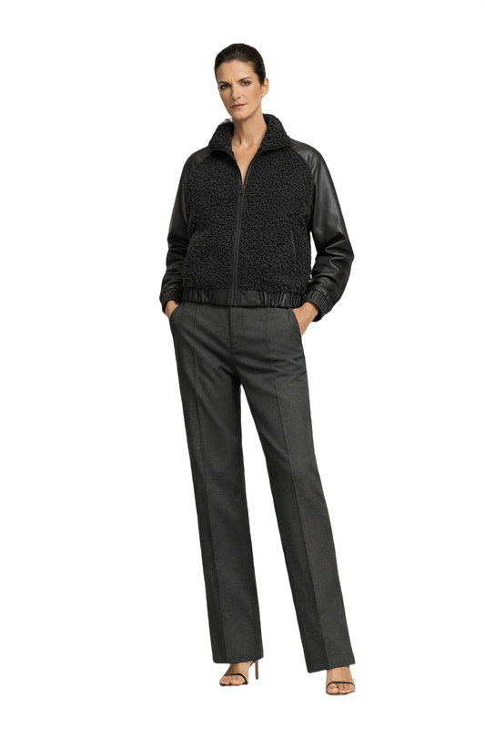 1980s Black Fur and Leather Jacket - Model