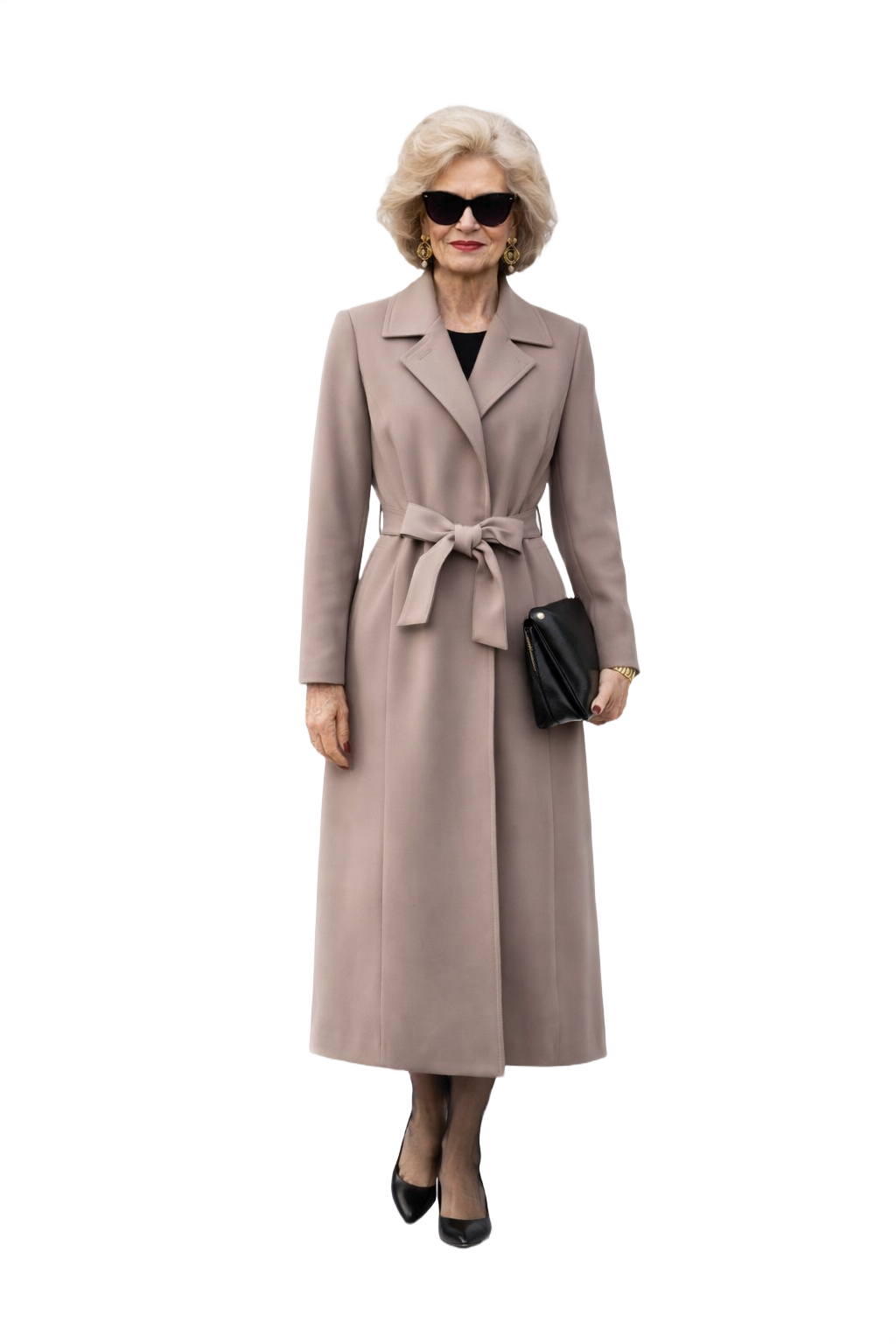 1980s Taupe Polyester Trench Coat - Model