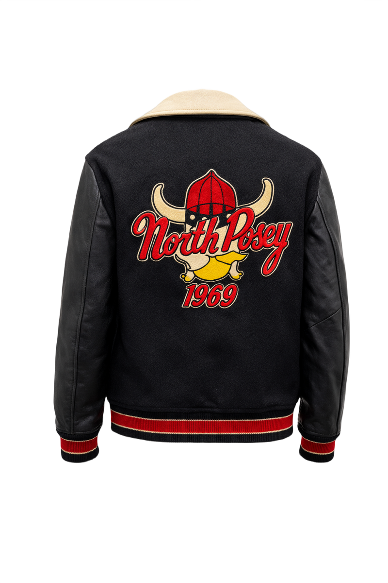 1960s Black Wool Varsity Jacket - Back View