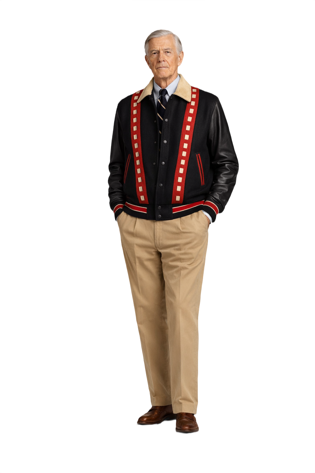 1960s Black Wool Varsity Jacket - Model