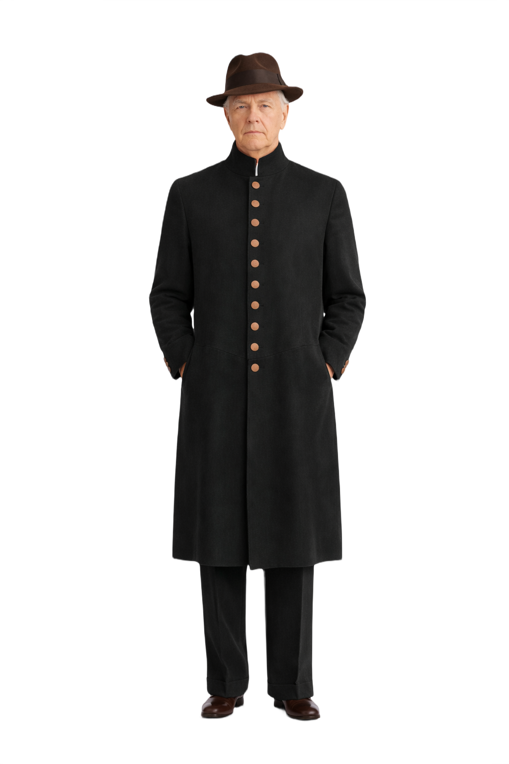 1930s Black Wool Coat - Model