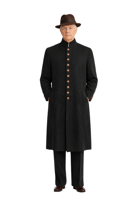 1930s Black Wool Coat - Model