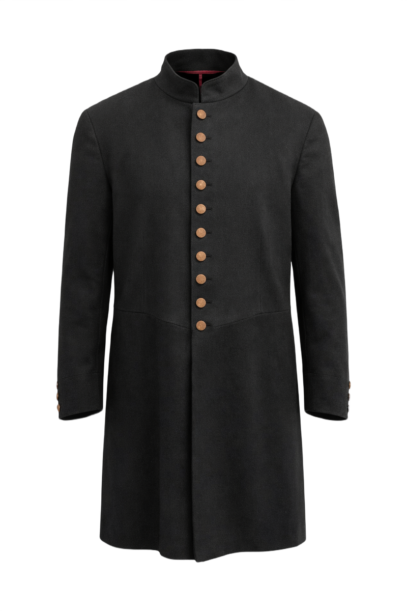 1930s Black Wool Coat - Front View