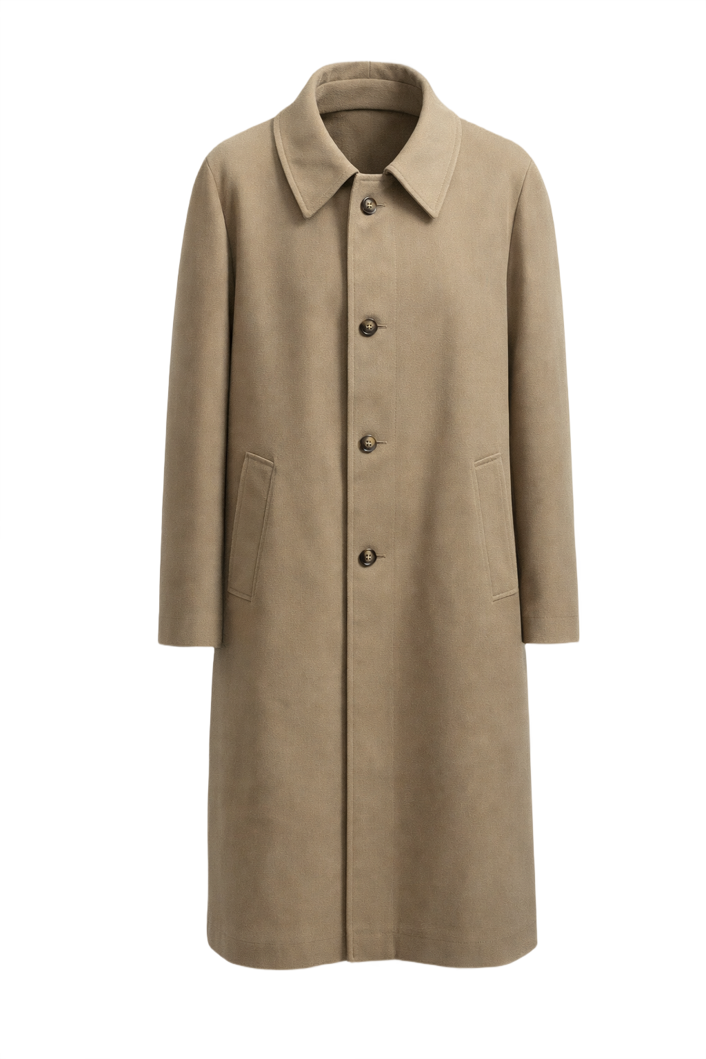 1980s Beige Cotton Blend Coat - Front View