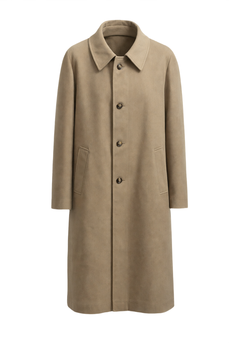 1980s Beige Cotton Blend Coat - Front View