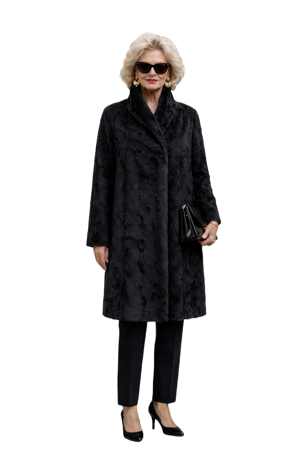 1980s Black Mink Fur Shredded Coat - Model