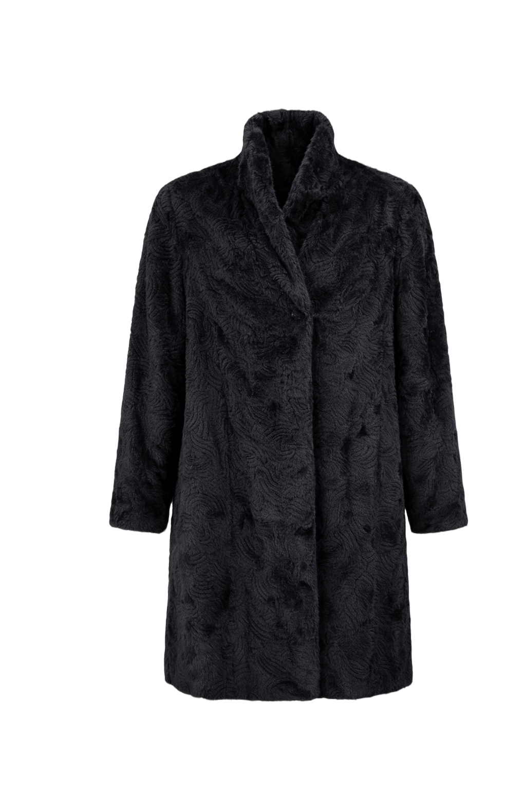 1980s Black Mink Fur Shredded Coat - Front View