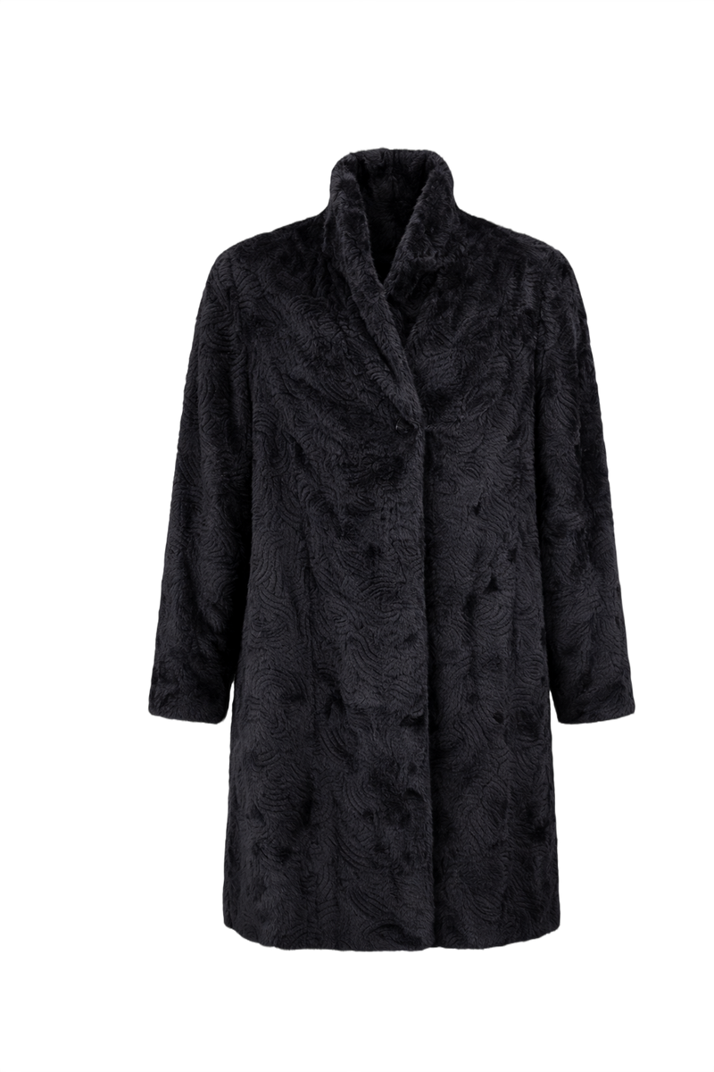 1980s Black Mink Fur Shredded Coat - Front View