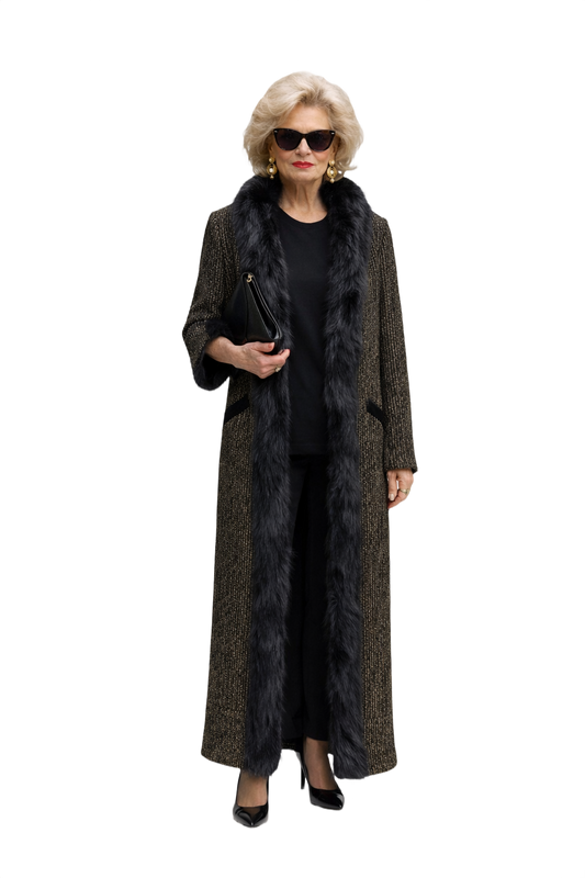1980s Black Synthetic Blend Coat - Model