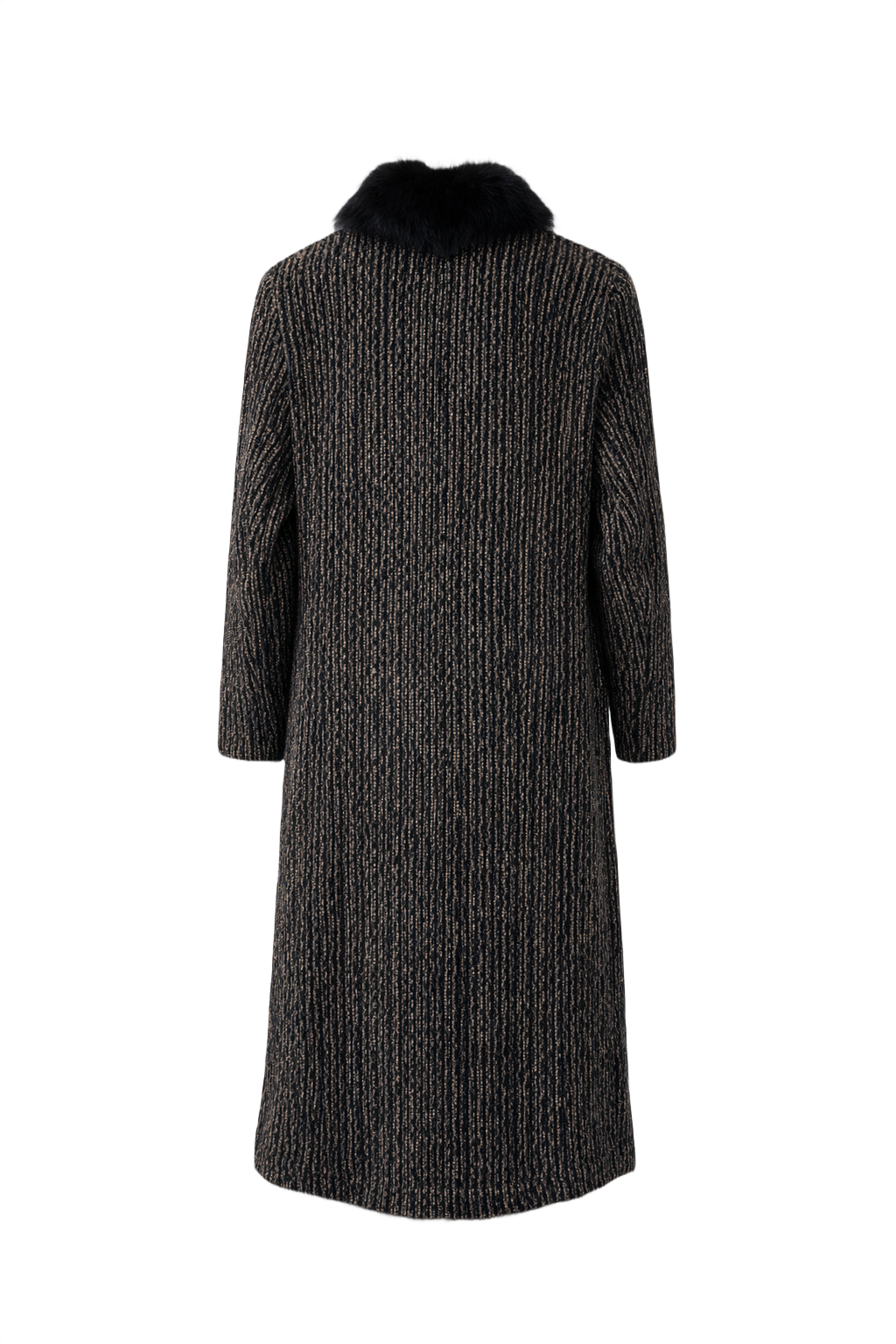 1980s Black Synthetic Blend Coat - Back View