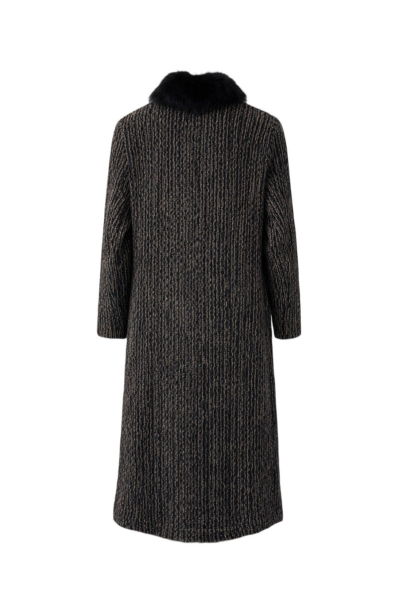 1980s Black Synthetic Blend Coat - Back View