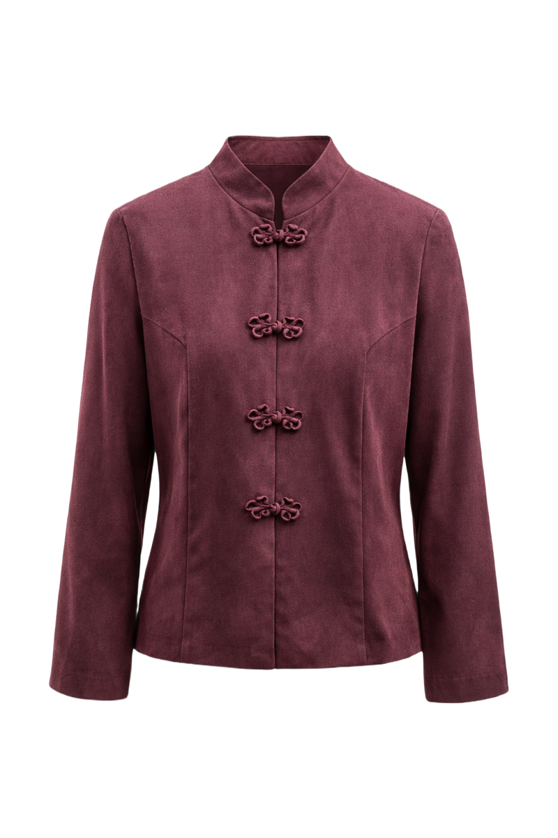 1990s Deep Plum Velvet Jacket - Front View