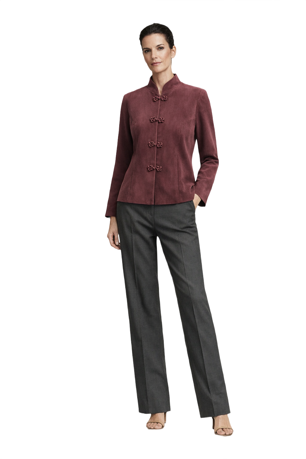 1990s Deep Plum Velvet Jacket - Model