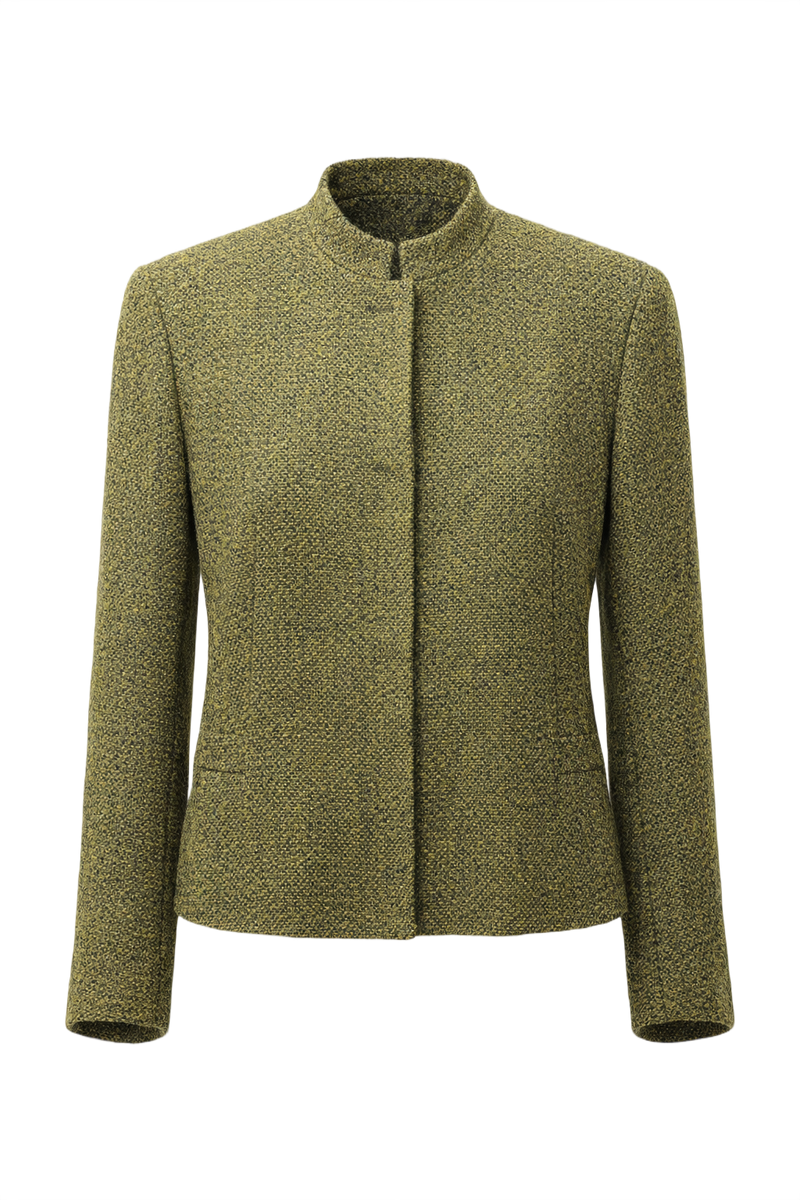 1980s Olive Green Wool Blend Jacket - Front View