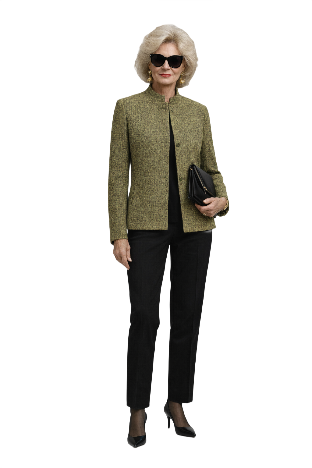 1980s Olive Green Wool Blend Jacket - Model