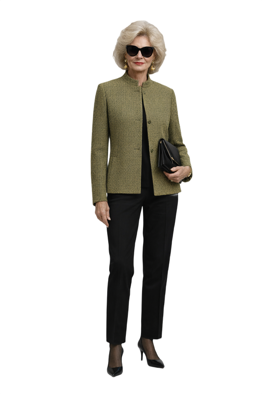 1980s Olive Green Wool Blend Jacket - Model