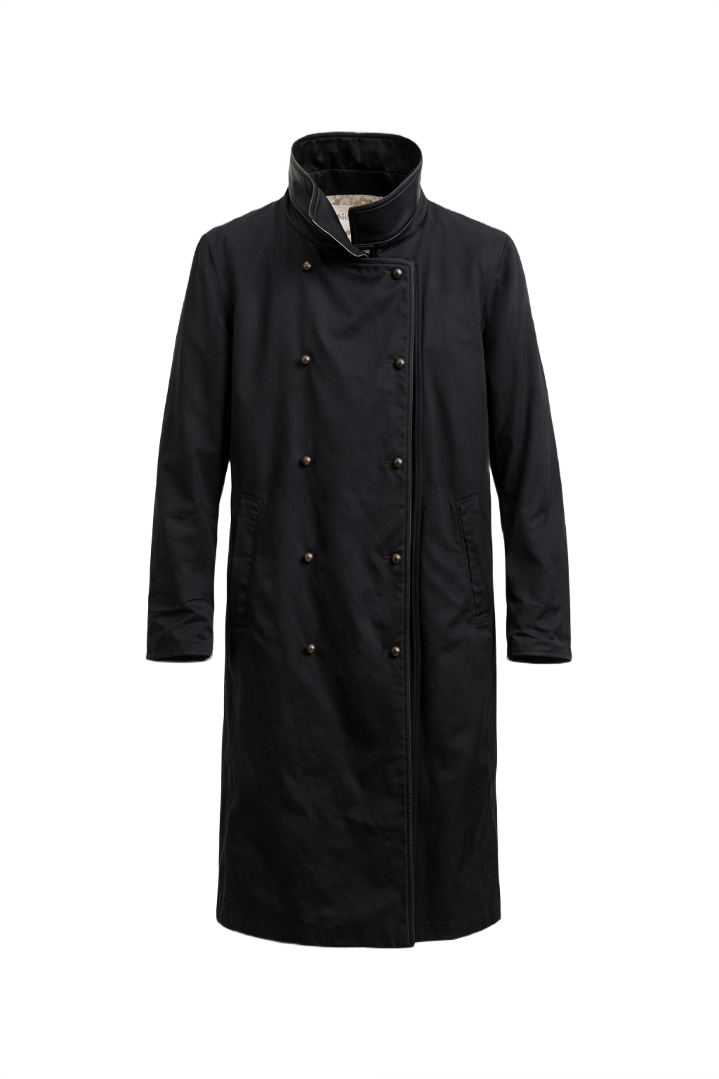 1990s Black Cotton Blend Coat - Front View