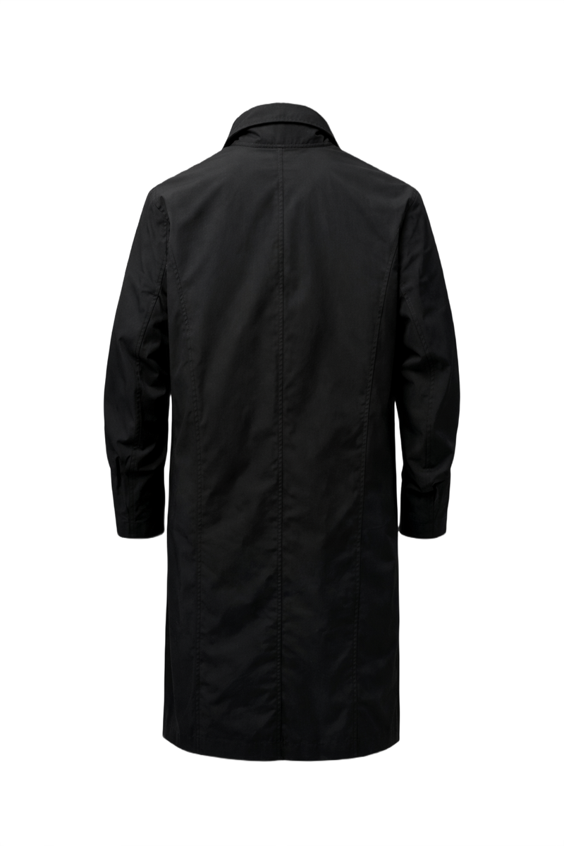 1990s Black Cotton Blend Coat - Back View