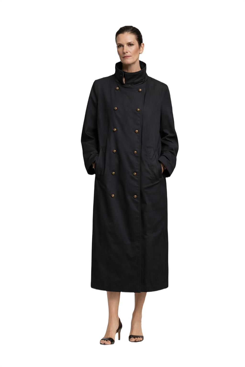 1990s Black Cotton Blend Coat - Model