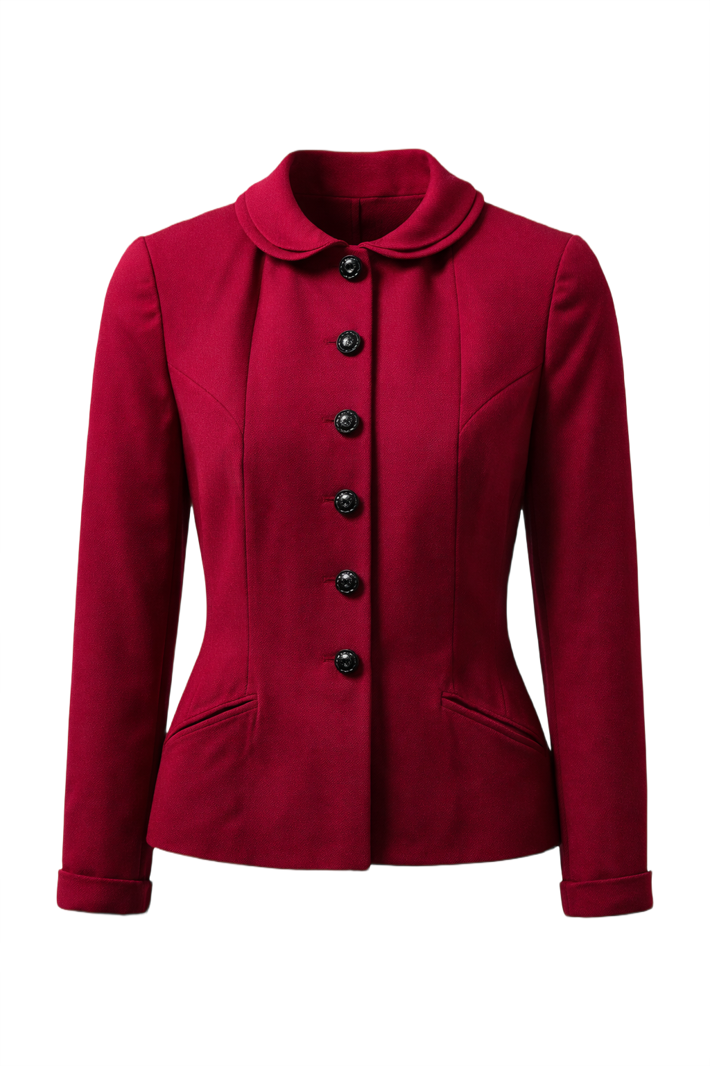 1950s Deep Burgundy Wool Jacket - Front View