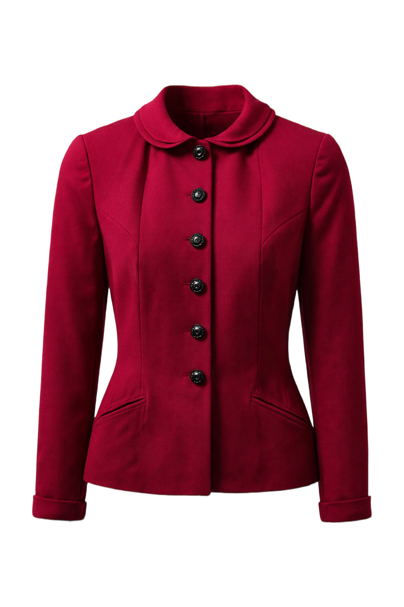 1950s Deep Burgundy Wool Jacket - Front View