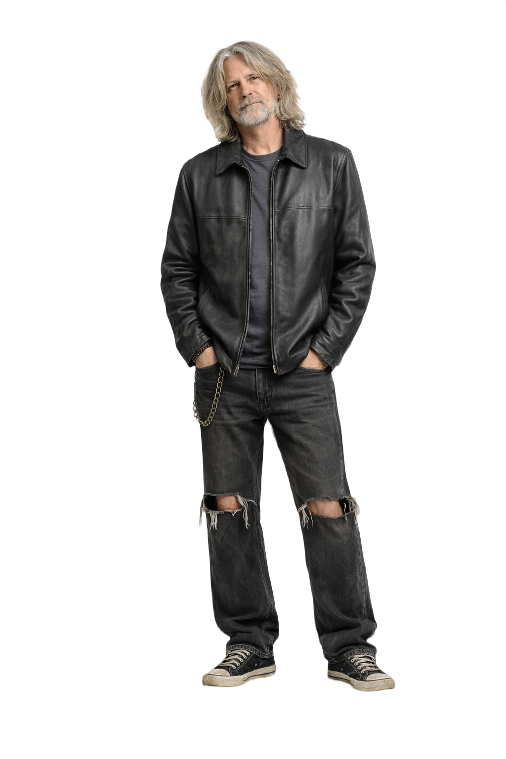 1990s Black Leather Mens Jacket - Model