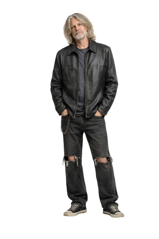 1990s Black Leather Mens Jacket - Model