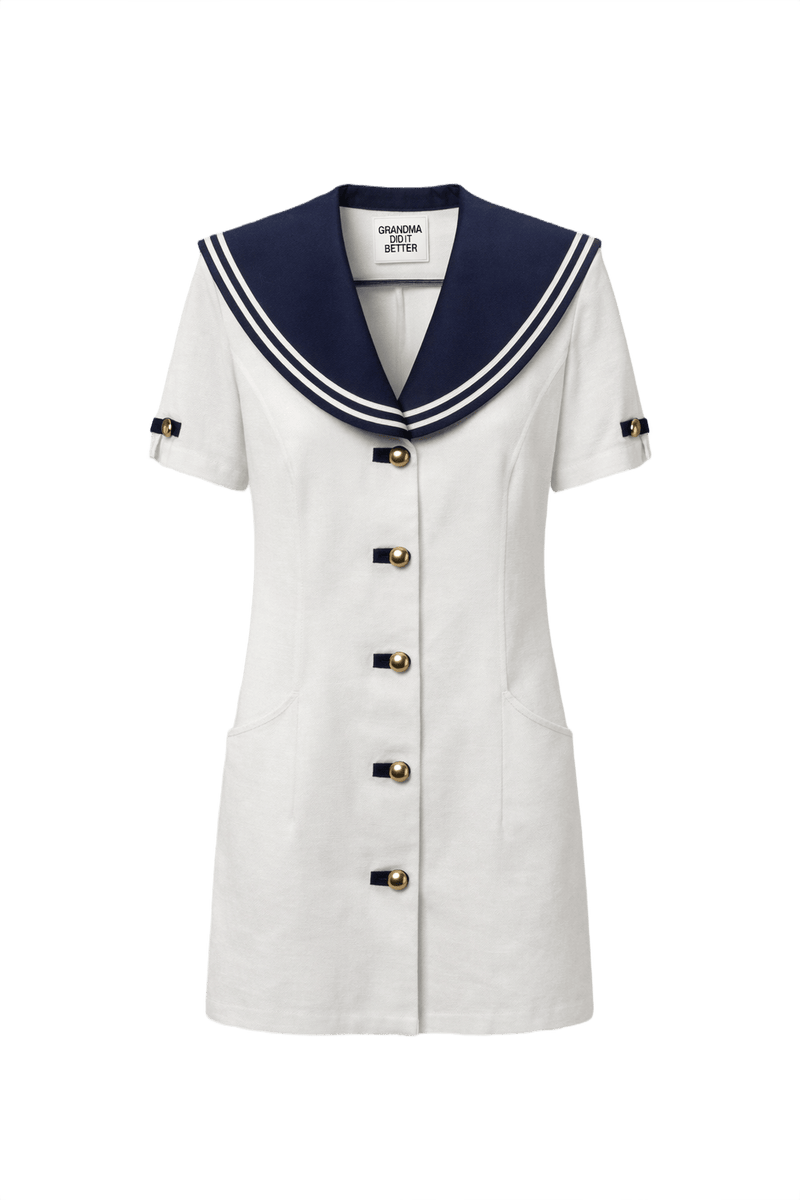 1930s White Cotton Dress - Front View