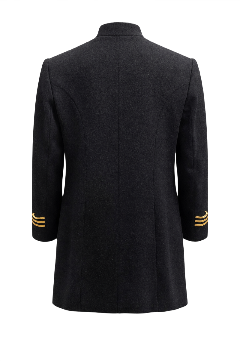 1990s Black Wool Coat - Back View