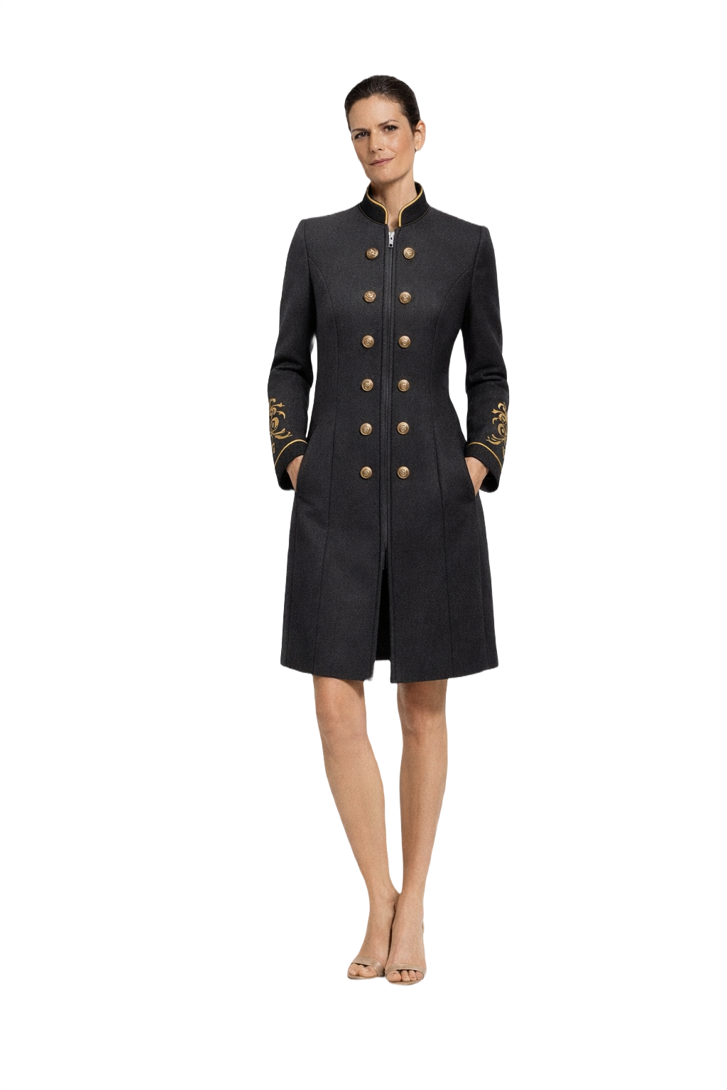 1990s Black Wool Coat - Model