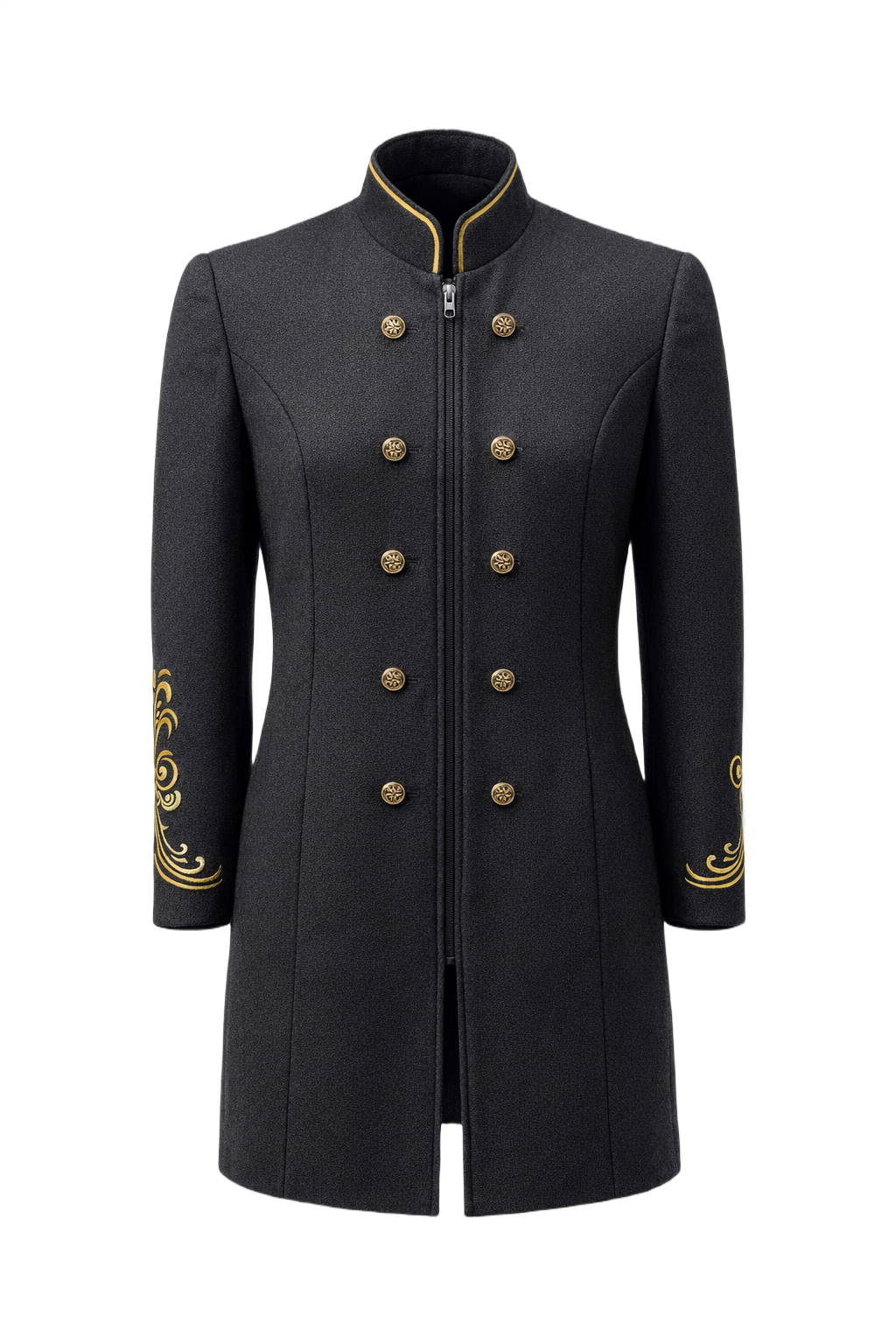 1990s Black Wool Coat - Front View