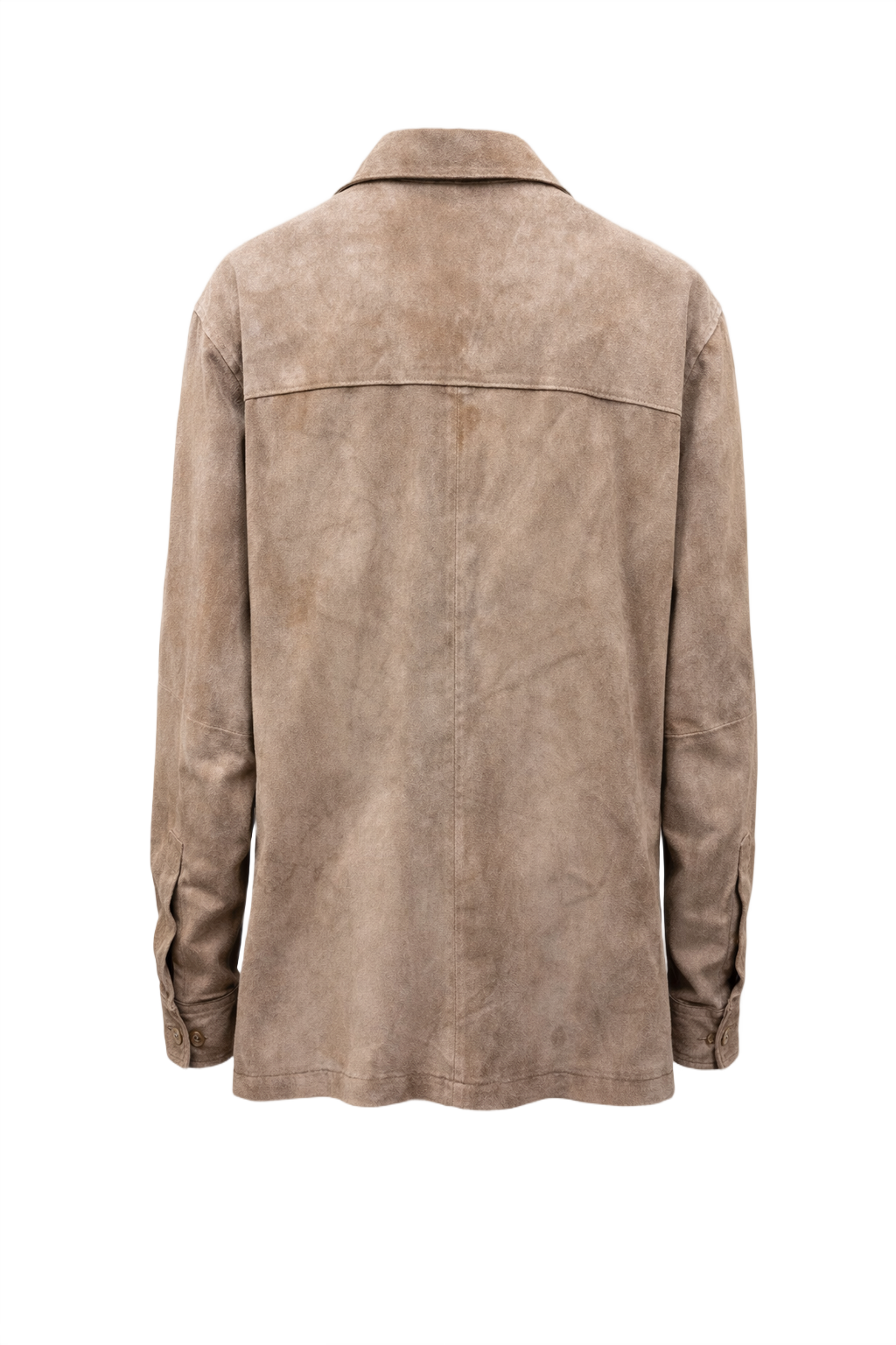 1990s Taupe Suede Shirt Jacket - Back View