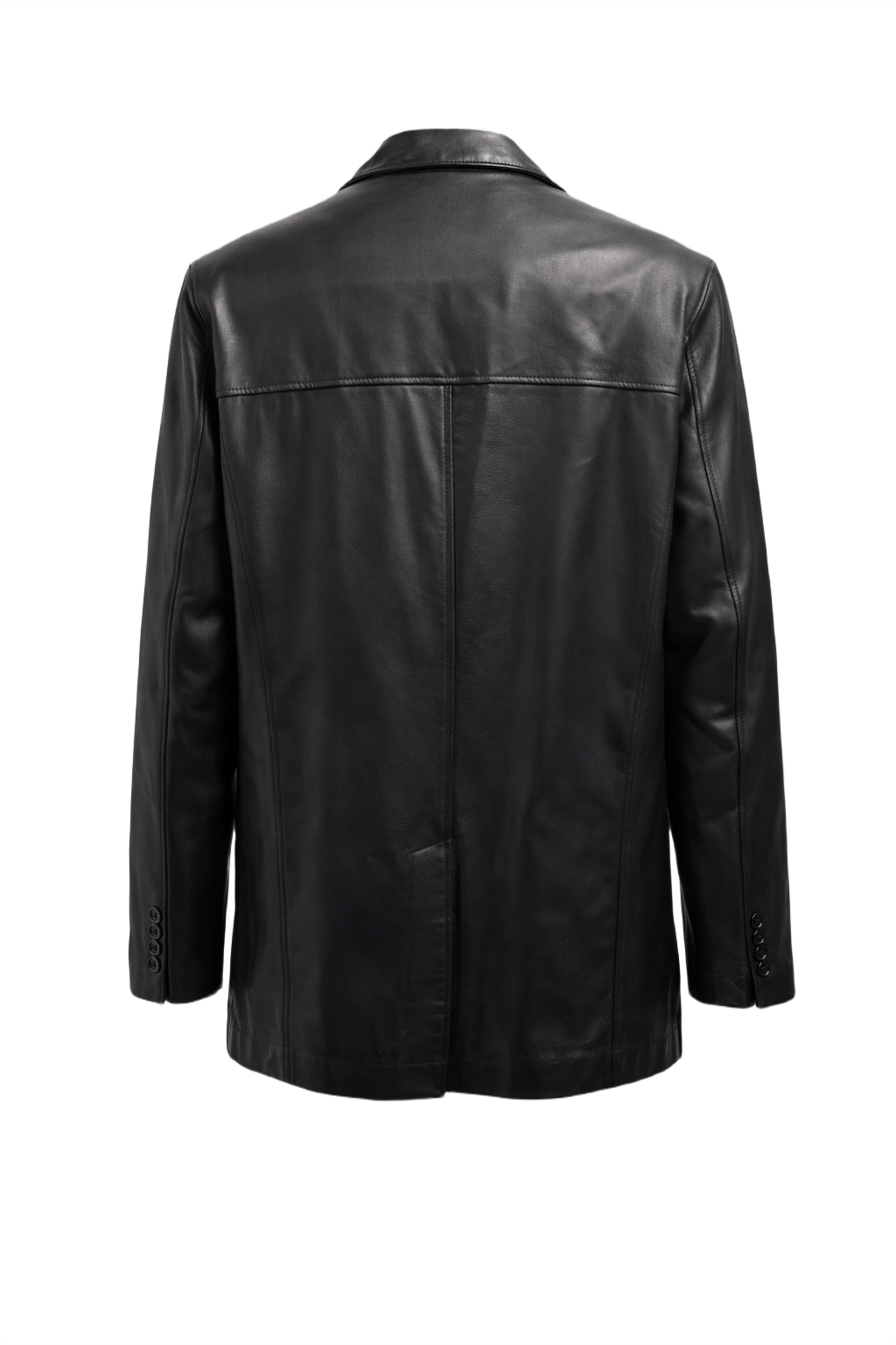 1990s Black Leather Jacket - Back View