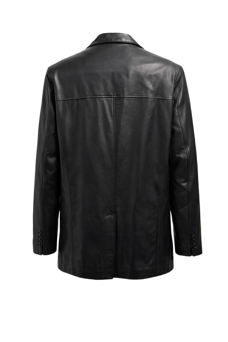 1990s Black Leather Jacket - Back View