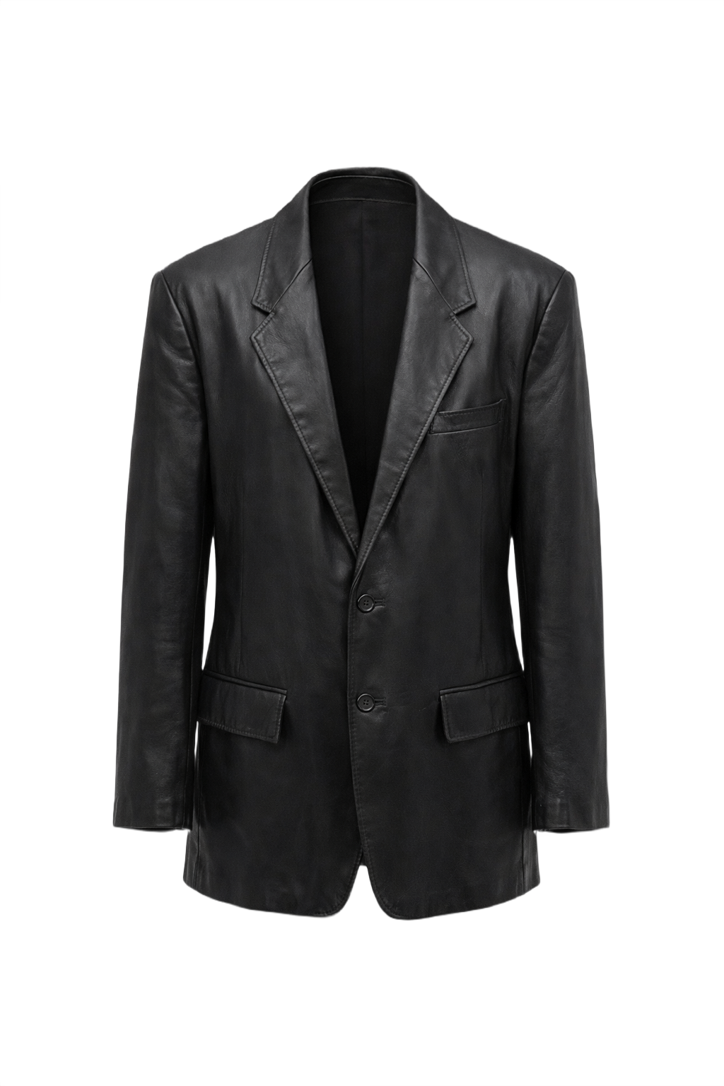 1990s Black Leather Jacket - Front View